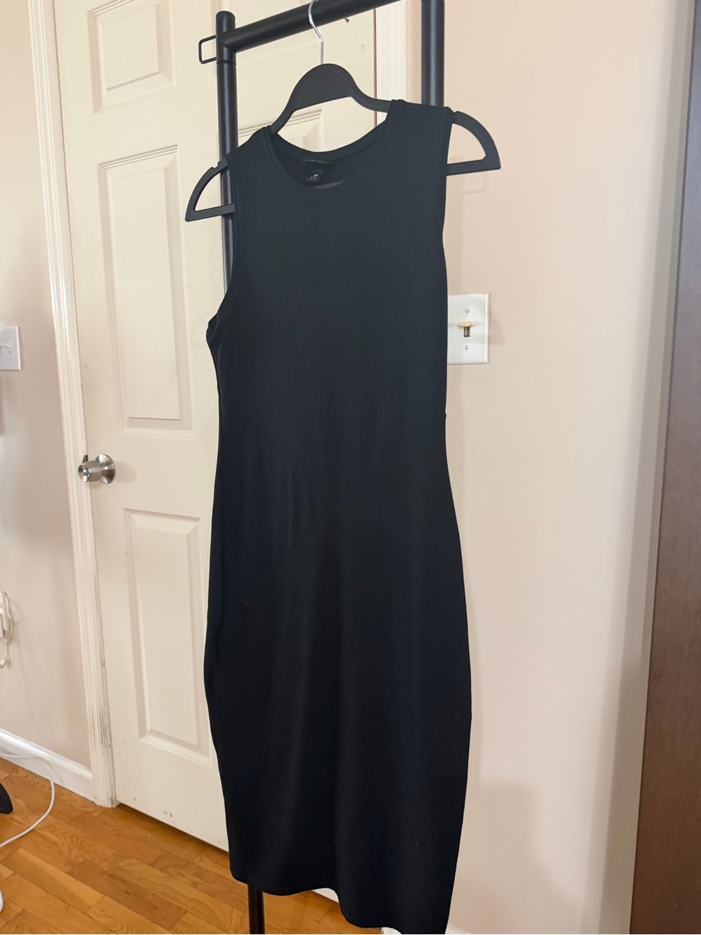 Massimo Black Sleeveless Ribbed Midi Dress